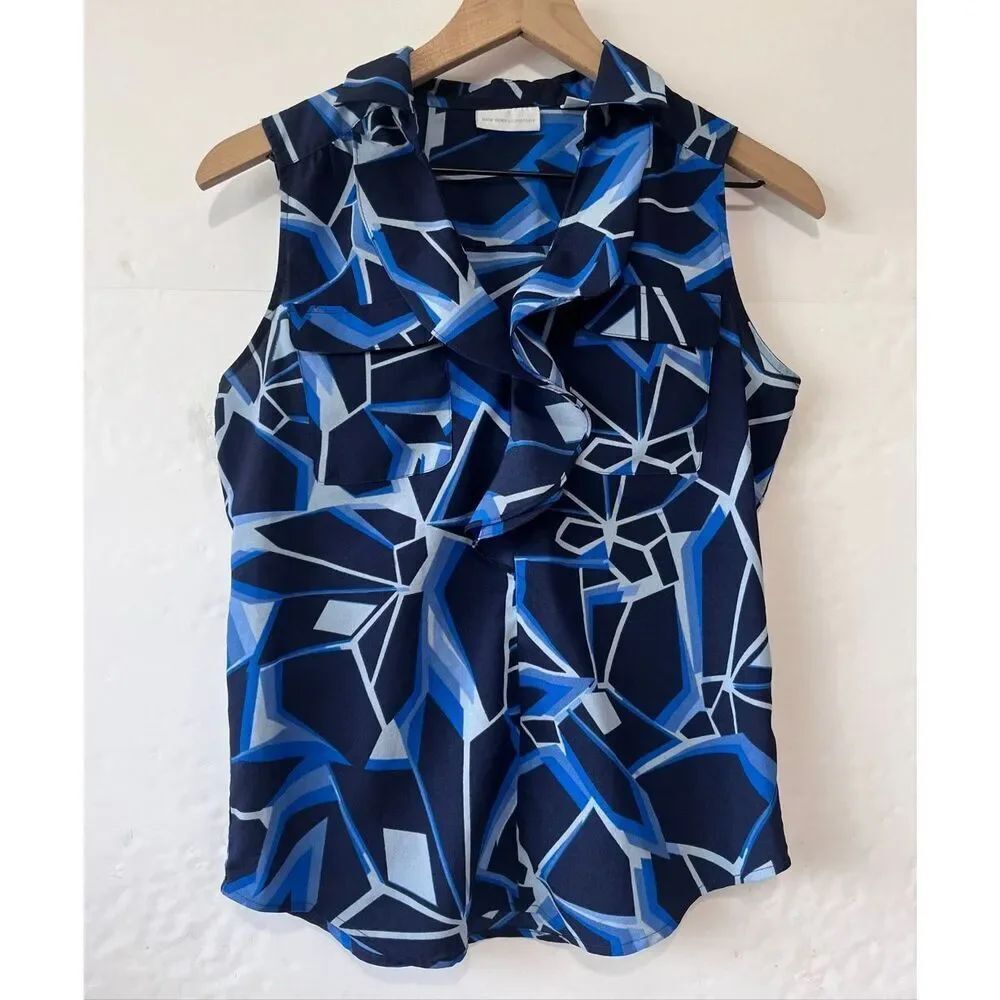 New York & Company Ruffled Sleeveless Popover Blouse   Size XS